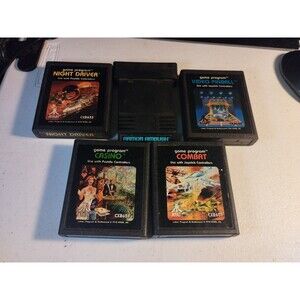 Atari 2600 Lot Of 5 Games - Tested & Work - Night Driver, Armor Ambush, Casino
